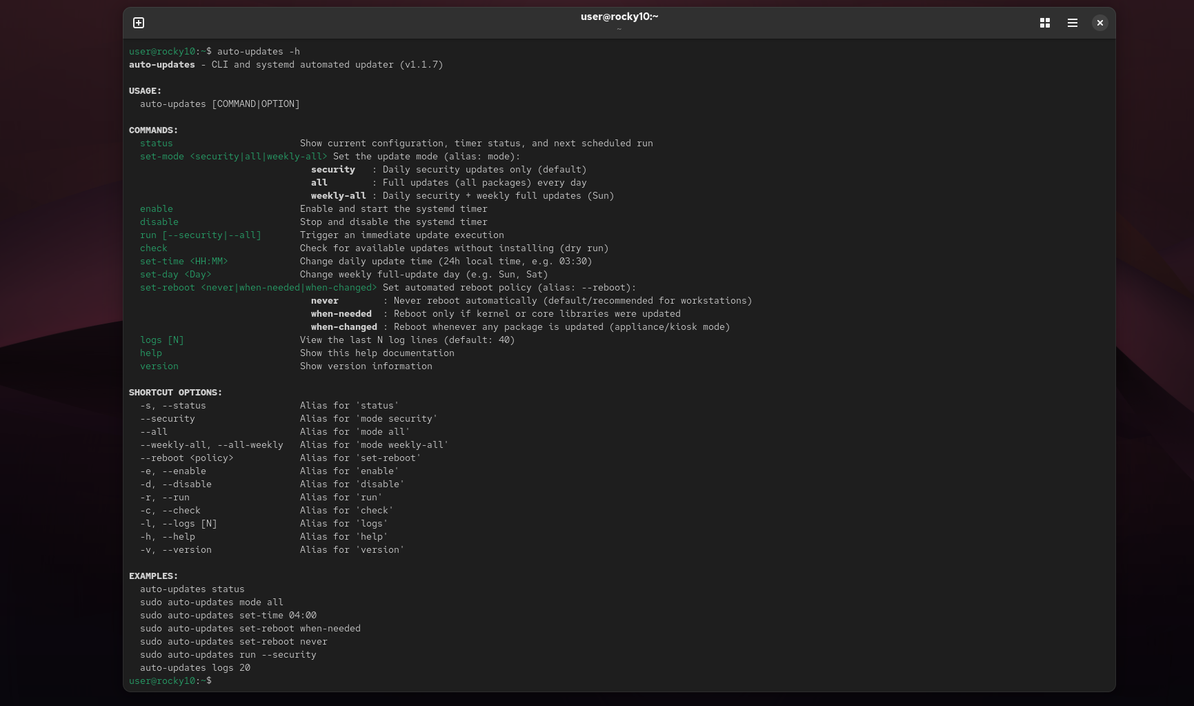 Interactive command-line interface and configuration options